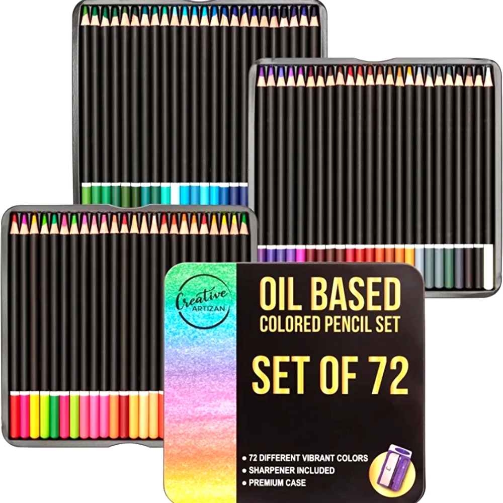 Creative Artizan New Oil Based Colored Pencil Set of 72 with Sharpener & Case